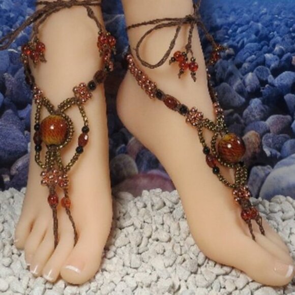 NEW Amber Color Barefoot Sandals - Picture 1 of 4